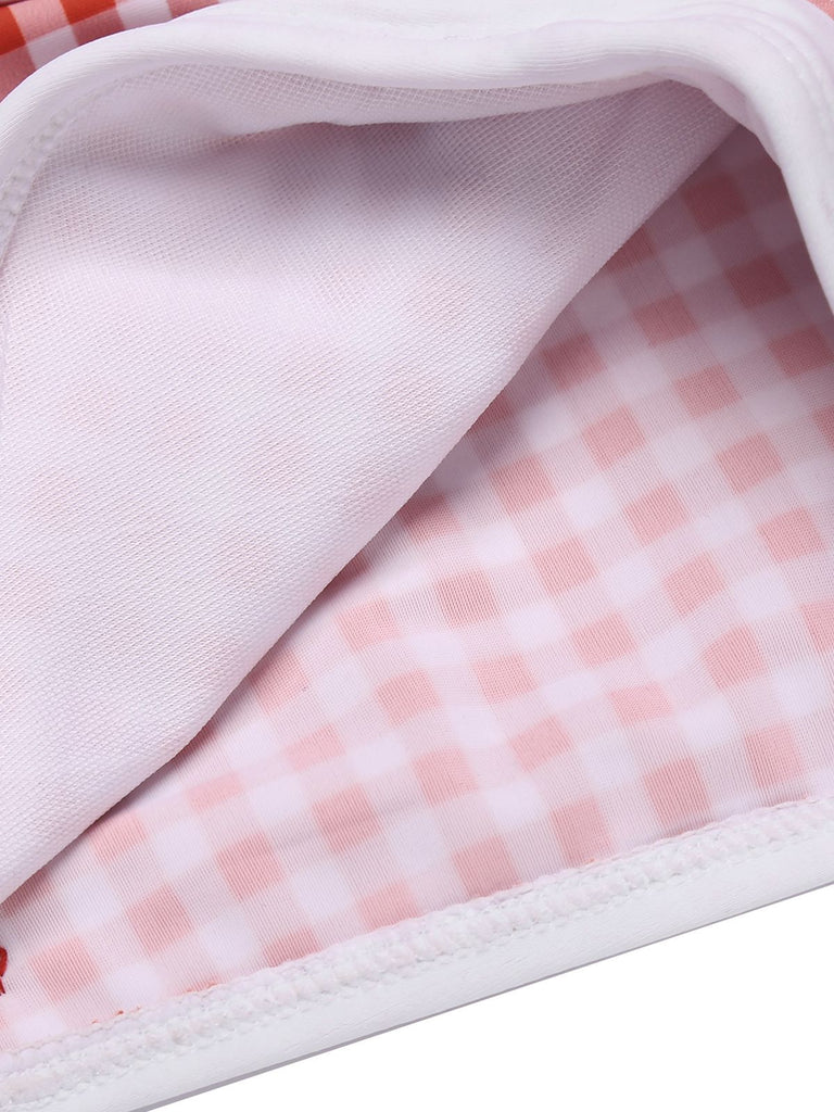 Gingham 1950s Halter Bowknot One-piece Swimsuit, vintage swimsuit, pin-up swimwear - perfect for women who love vintage and retro fashion