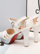 She finds her vintage story in this Glitter PU Leather High Heel Sandals