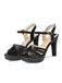 She finds her vintage story in this Glitter PU Leather High Heel Sandals