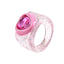 Glittery Pink Diamond Heart Ring - vintage fashion