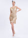 This Gold 1920s Gatsby Sequins Tassel Patchwork Dress wraps her in 1920s elegance, one twirl at a time