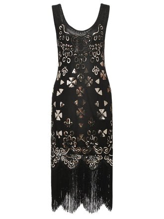 She slips into this Gold 1920s Sequin Flapper Dress and suddenly it's a 1920s daydream