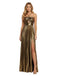 Gold 1930s Metallic Cross Halter Pleated Dress - vintage dress, retro fashion, glamorous gold