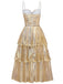 Gold 1930s Metallic Tiered Spaghetti Strap Dress - vintage dress, retro fashion, elegant red