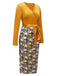 Gold 1960s Floral Patchwork Wrap Belted Dress, vintage dress, retro fashion, floral print - perfect for women who love vintage and retro fashion