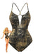 Gold 1960s One Piece Backless Swimsuit
