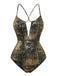 Gold 1960s One Piece Backless Swimsuit