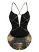 Gold 1960s One Piece Backless Swimsuit