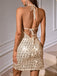 Gold 1970s Sequined Halter Dress — a 1970s silhouette that turns sidewalks into runways