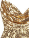 Gold 1970s Solid Sequined Mini Party Dress - vintage dress, retro fashion, glamorous gold