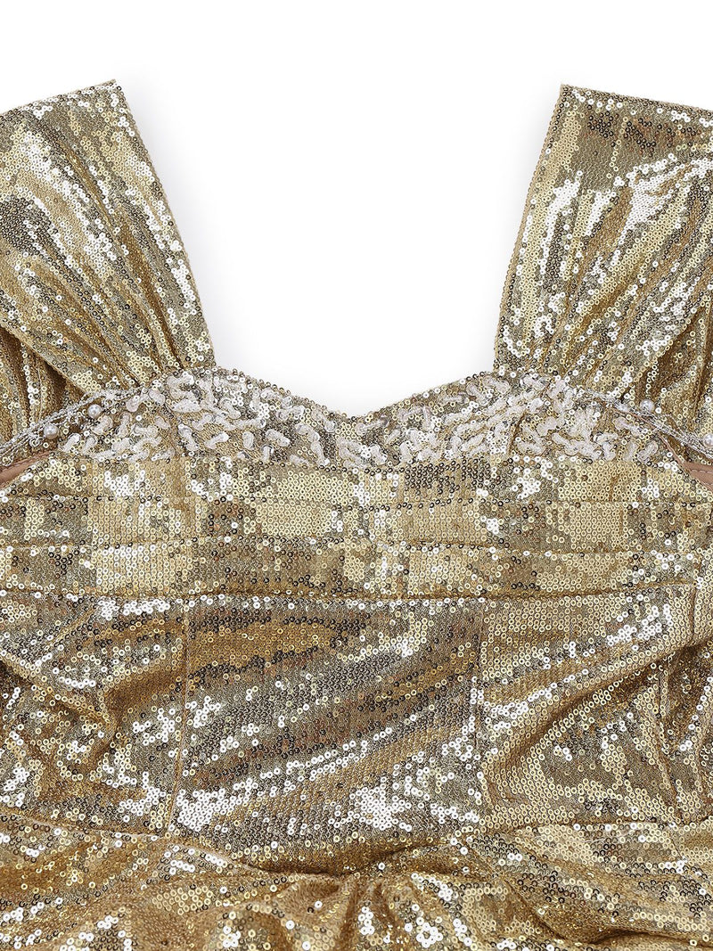 Off-Shoulder Sequined Maxi Dress
