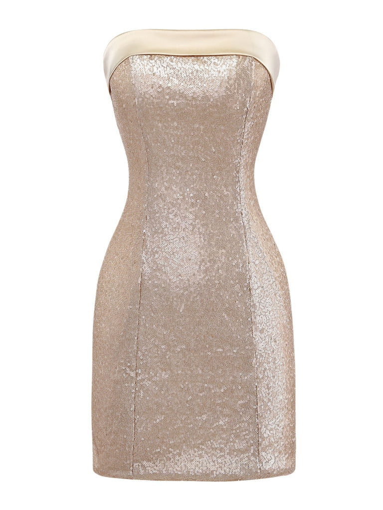 Gold 1980s Strapless Sequin Bodycon Dress: beautiful vintage dress, retro fashion, elegant style with timeless appeal