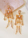 Gold Crystal Skeleton Drop Earrings - vintage fashion, retro style, glamorous gold