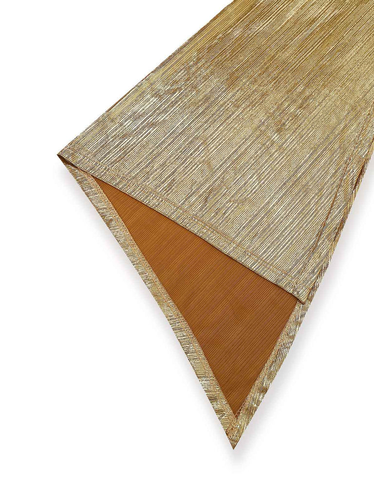 Gold Foil 1970s Batwing Sleeve Waist Ruched Dress - vintage dress, retro fashion, glamorous gold