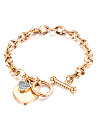 Gold Heart Rhinestone Vintage Bracelet, vintage fashion, retro style - perfect for women who love vintage and retro fashion