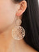 Gold Round Openwork Earrings - vintage fashion, retro style, glamorous gold
