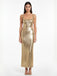 Gold Sequined Backless Evening Maxi Dress - vintage dress, retro fashion, glamorous gold