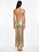 Gold Sequined Backless Evening Maxi Dress - vintage dress, retro fashion, glamorous gold