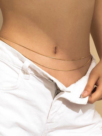 Gold Solid Layered Alloy Waist Chain - vintage fashion, retro style, elegant red