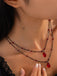 Gothic Double Layer Red Crystal Necklace - vintage fashion, retro style, elegant red