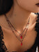 Gothic Double Layer Red Crystal Necklace - vintage fashion, retro style, elegant red