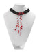 Gothic Multi-Layered Beaded Blooddrop Pendant Necklace - vintage fashion, retro style, elegant red