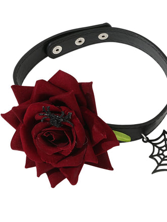 She adds this Gothic Spider Web & Rose Choker Collar Necklace and suddenly it's vintage perfection