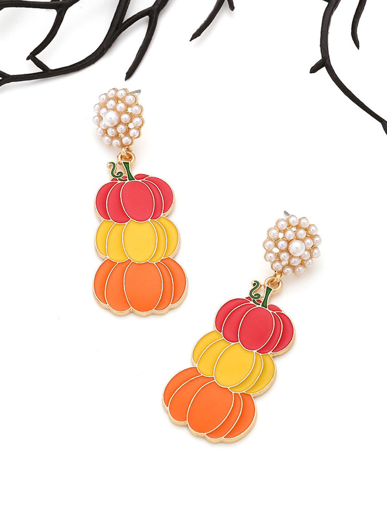 Gradient Pumpkin Pearl Drop Earrings: vintage detail work for the woman who notices