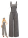Gray 1940s Corduroy Wide-Leg Overall Jumpsuit - vintage jumpsuit, retro fashion