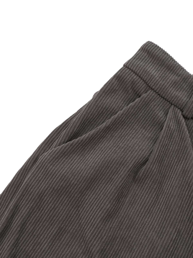 Gray 1940s Corduroy Wide-Leg Overall Jumpsuit - vintage jumpsuit, retro fashion