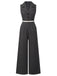 Gray 1940s V-Neck Lapel Lace-Patchwork Jumpsuit, vintage romper, retro jumpsuit - perfect for women who love vintage and retro fashion