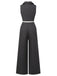 Gray 1940s V-Neck Lapel Lace-Patchwork Jumpsuit, vintage romper, retro jumpsuit - perfect for women who love vintage and retro fashion
