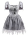 Gray 1950s Ghost Bride Zombie Tutu Dress - vintage dress, retro fashion, rockabilly