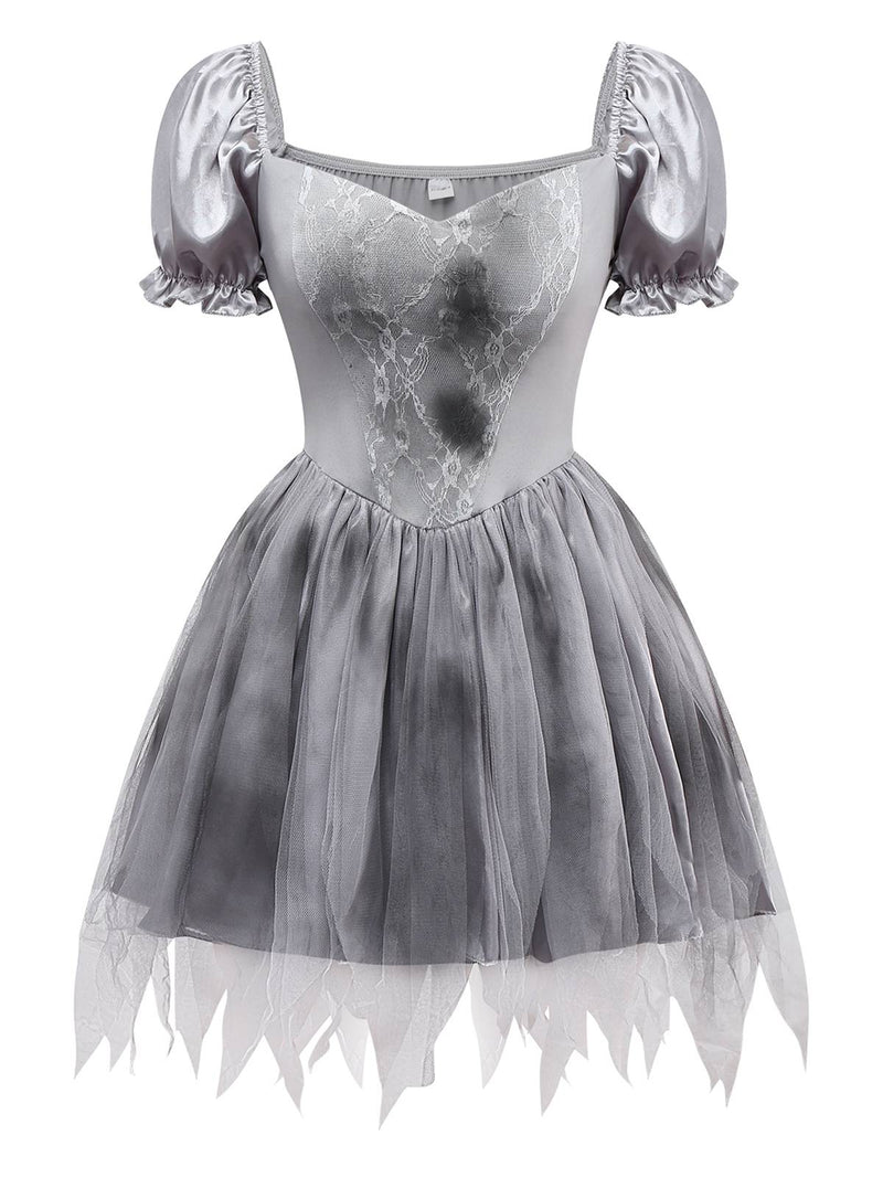 Gray 1950s Ghost Bride Zombie Tutu Dress | Retro Stage