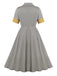 Gray 1950s Lapel Pocketed Swing Dress: where 1950s romance meets her modern spirit