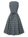 2PCS Gray 1950s Plaid Ruffled Dress & Cotton Blouse, vintage dress, retro fashion, rockabilly, pin-up fashion - perfect for women who love vintage and retro fashion