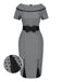 Gray 1960s Boat Neck Polka Dots Pencil Dress - vintage dress, retro fashion