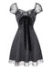 Gray 1960s Bowknot Mesh Patchwork Polka Dot Dress - vintage dress, retro fashion