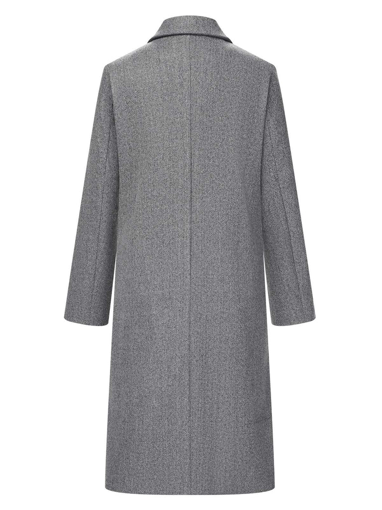 Gray 1960s Over Knee Lapel Coat, vintage coat, retro outerwear - perfect for women who love vintage and retro fashion