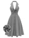 Gray halter dress front view showcasing elegant neckline design for casual summer occasions