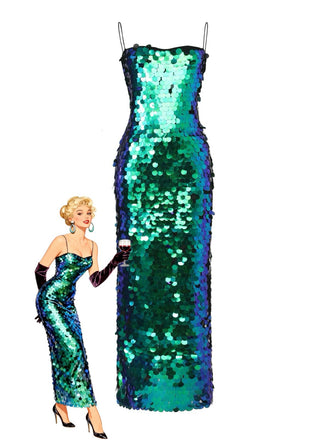 Green 1920s Sequin Evening Spaghetti Straps Dress - vintage dress, retro fashion, Gatsby party