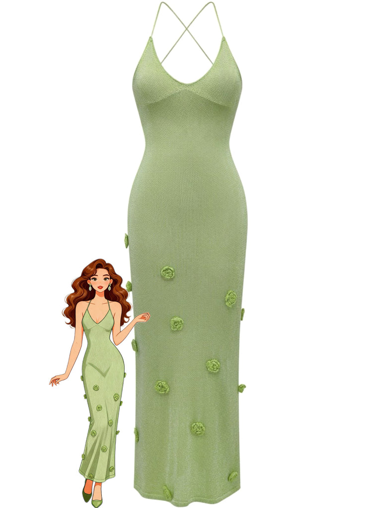 Green Crochet Knit Cover-Up Dress Green Crochet Knit Cover-Up Dress