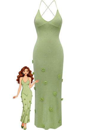 Green 1930s Spaghetti Strap Knit Cover Up
