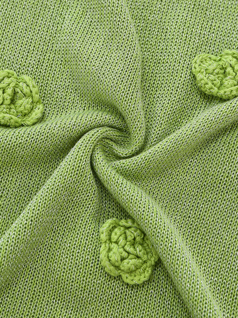 Green Crochet Knit Cover-Up Dress