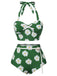 Green 1930s Daisy Halter Swimsuit, vintage swimsuit, pin-up swimwear - perfect for women who love vintage and retro fashion
