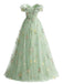 Green 1930s Floral Embroidered Mesh Strapless Dress | vintage dress, retro fashion, elegant style - perfect for retro fashion enthusiasts