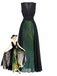 Green 1930s Sequin Deep V Tulle Sleeveless Dress - vintage dress, retro fashion