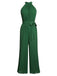Green 1930s Solid Pleated Halter Jumpsuit: timeless style reimagined