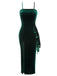 Green 1930s Spaghetti Strap Velvet Slit Dress, vintage dress, retro fashion - perfect for women who love vintage and retro fashion