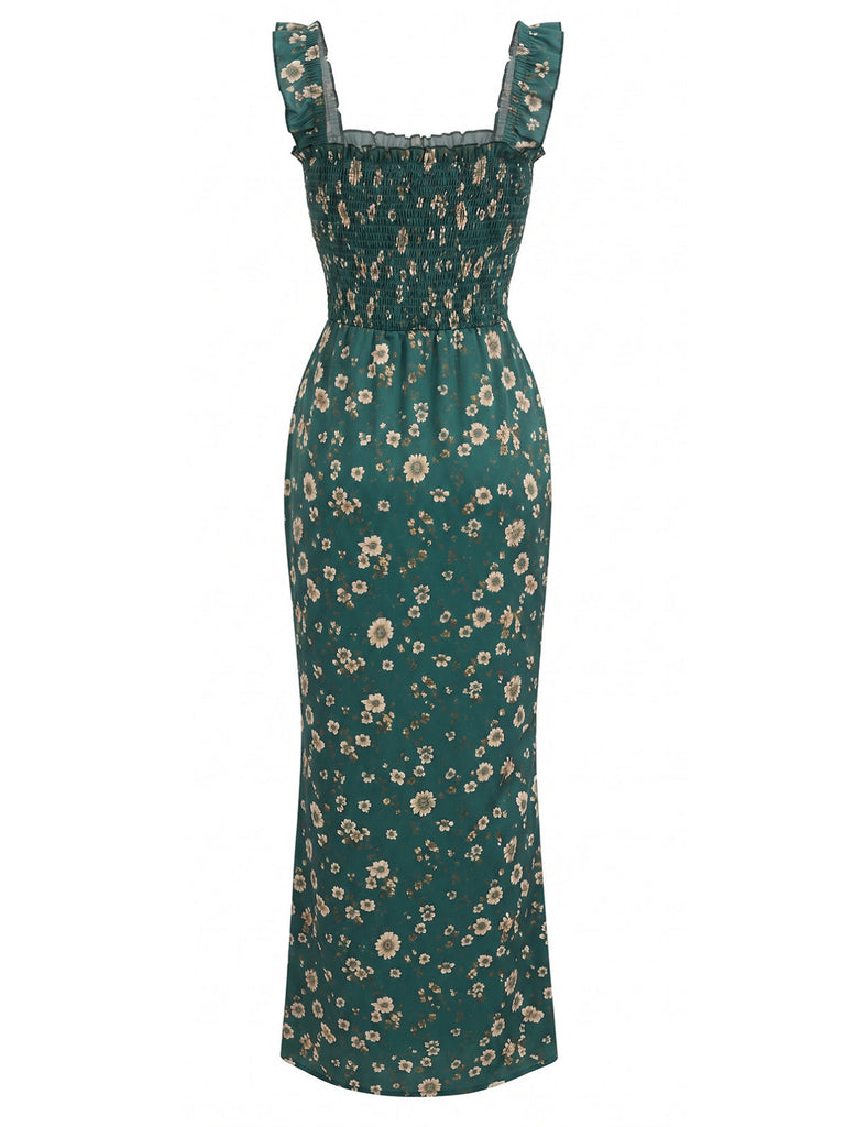 Green 1930s Square Neck Maxi Dress, vintage dress, retro fashion - perfect for women who love vintage and retro fashion